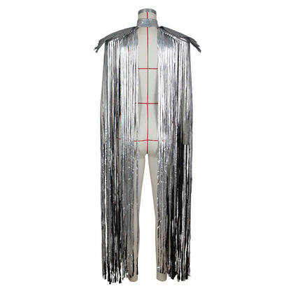 silver Cosplay Long Tassel Sequins Wings