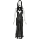 Black Hooded Knitted Long Dress