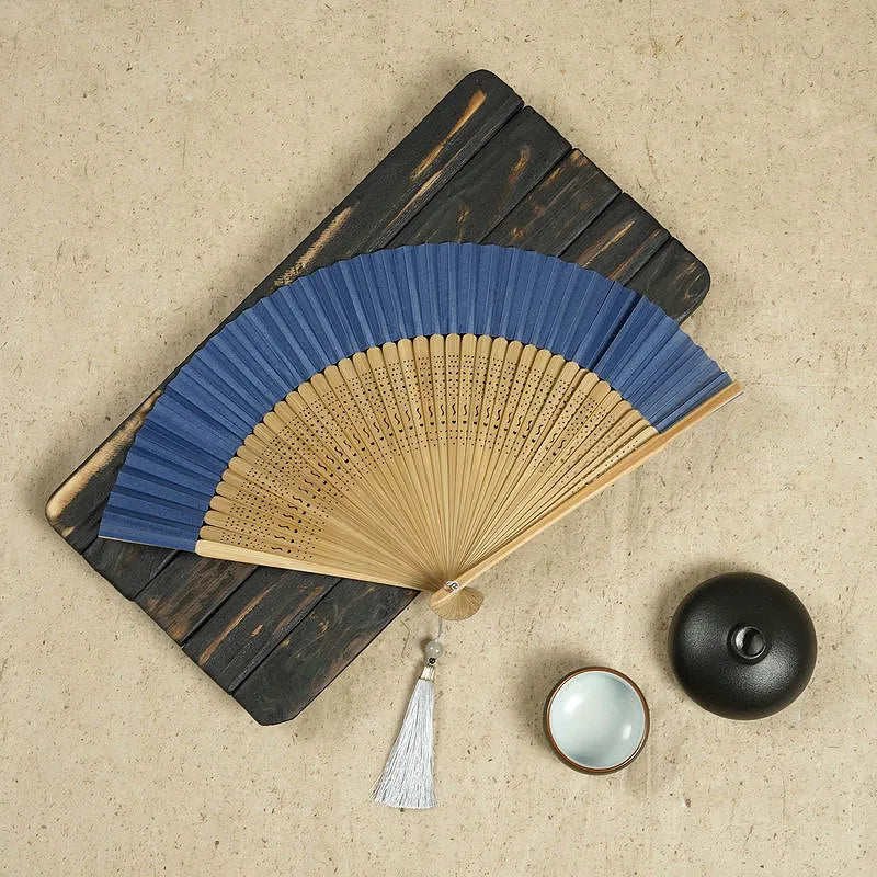 Blue Folding Hand Fan festival outfit