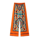 orange blue green Boho Style Set print dress Strapless Lace-up Top High Waist Straight Long Pants Fashion Festival Outfits Concert Rave Party 