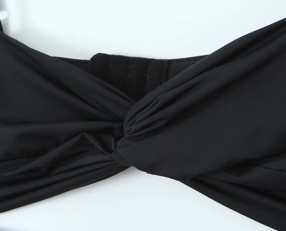 black Backless Ruched Top