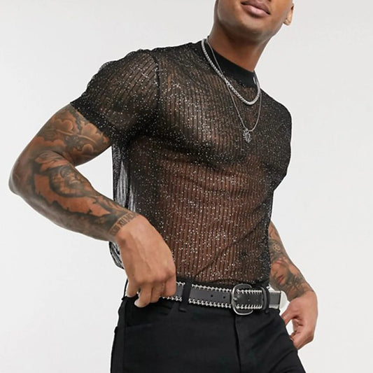 Black Shiny Mesh Shirt