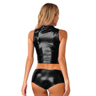 Black Holographic Crop Top and Short Set