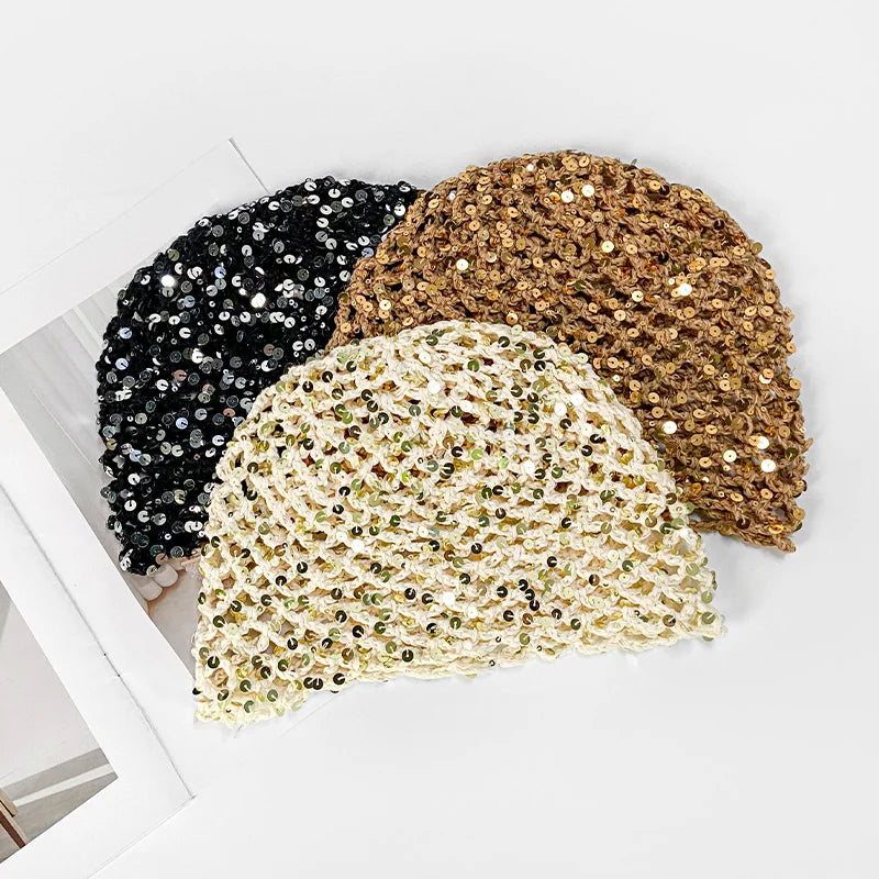 Bonnet en sequins en maille