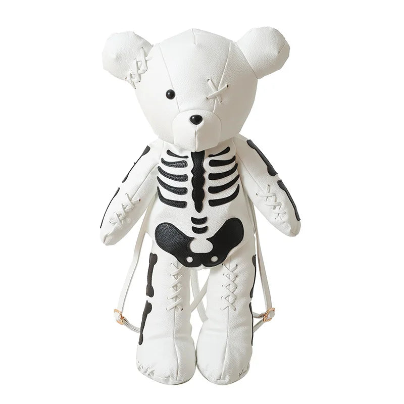 White Big Gothic Punk Teddy Bear Backpack