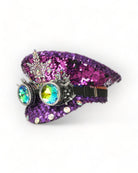 purple violet Military Hat with Rhinestones cosplay burning man festival outfit