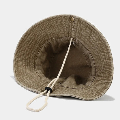 Khaki Beige Washed Fishman Bucket Hat