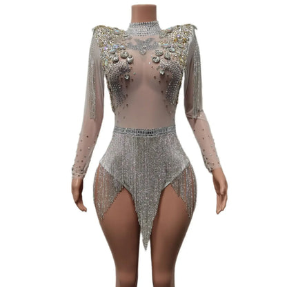 Rhinestone Tassel Festival Bodysuit