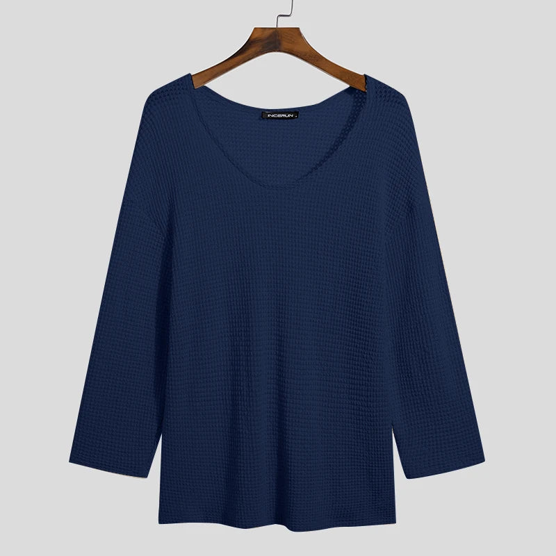 Blue Boho Style Long Sleeve Thin Knitted Sweater Top Knit Pullover See Through festival outfit fashion