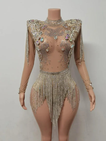 Rhinestone Tassel Festival Bodysuit