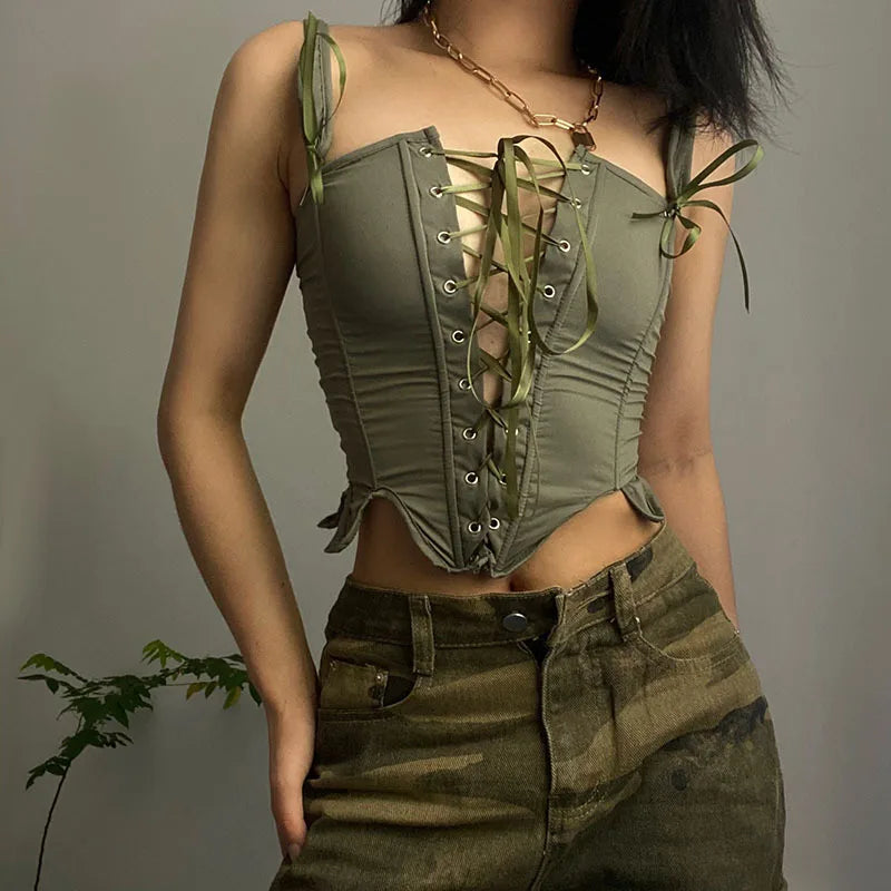 Army Green Corset Top