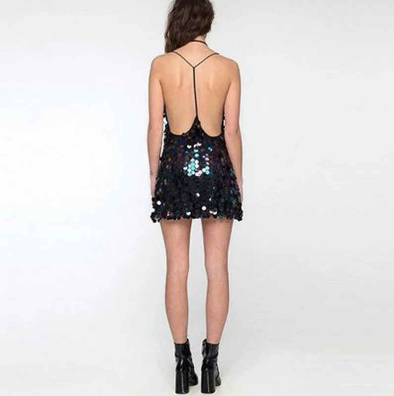 Black Paillette Stardust Sequin Dress