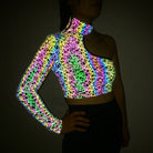 Holographic Reflective One Shoulder Crop Top