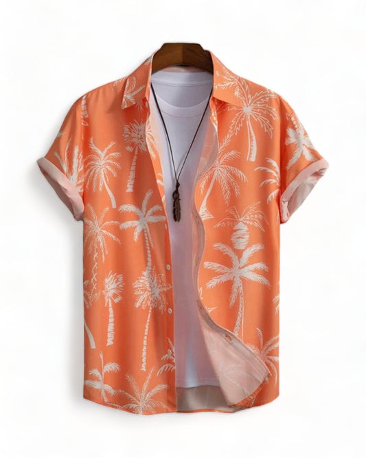 Festival Outfit Hawaiian Shirt Palm Tree Orange