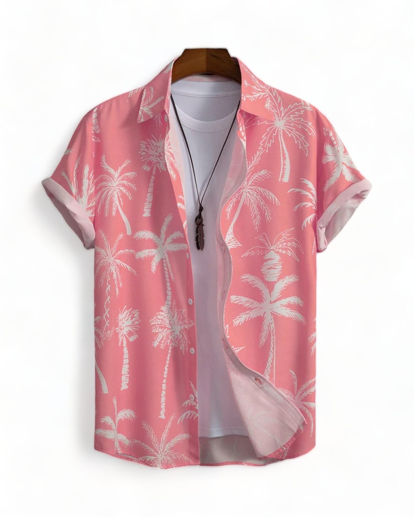 Pink Hawaiian Shirt with Palm Tree print