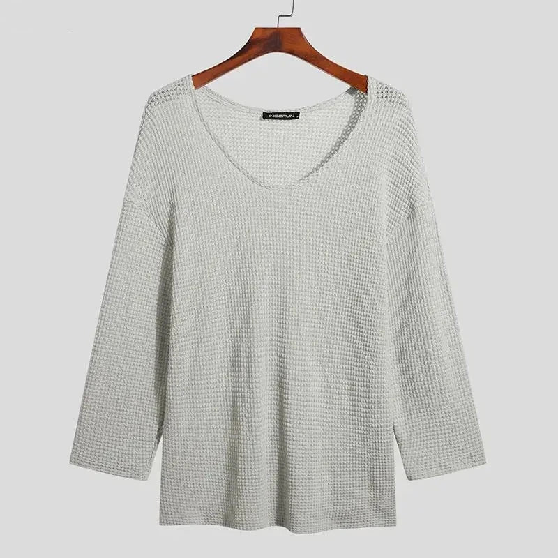 Grey Boho Style Long Sleeve Thin Knitted Sweater Top Knit Pullover See Through festival outfit fashion