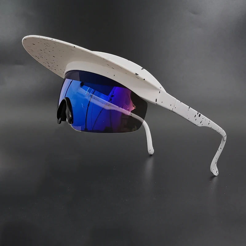 blue lens Cycling Sunglasses with Visor Festival Outfit Fashion Concert Rave outfits