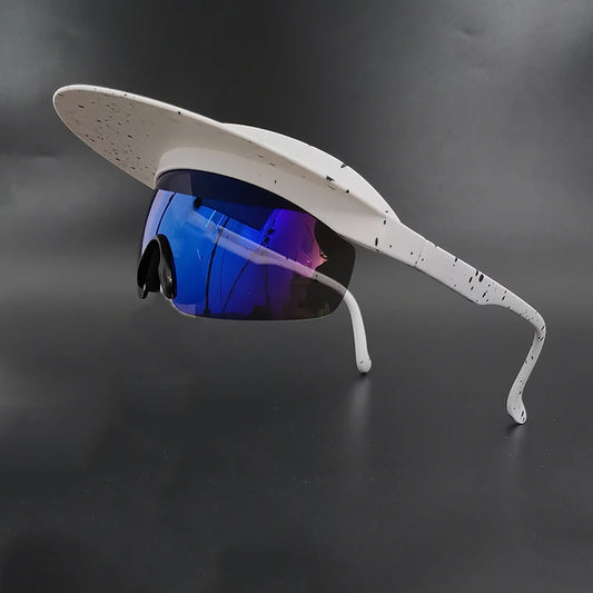blue lens Cycling Sunglasses with Visor Festival Outfit Fashion Concert Rave outfits