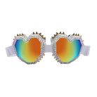 Heart Shaped Goggle Sunglasses Steampunk Cyberpunk White crystals  Burning man Festival Rave