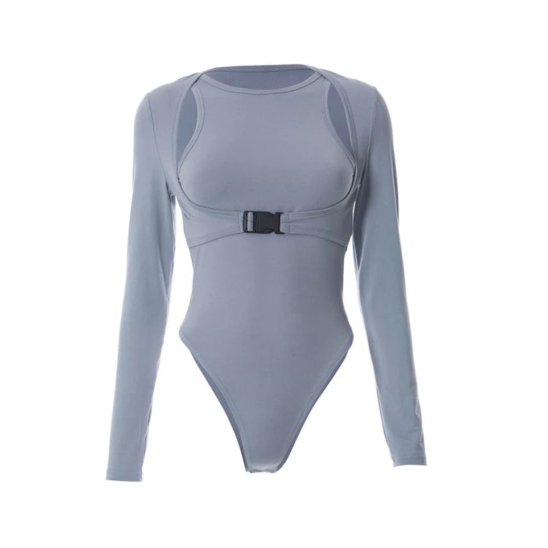 Grey Long Sleeve Bodysuit