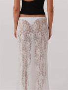White Sheer Lace Long Skirt