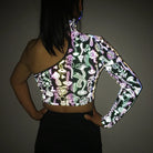 Holographic Reflective One Shoulder Crop Top