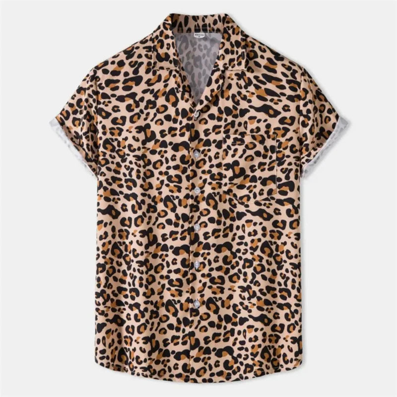 short sleeve cheetah animal print shirt