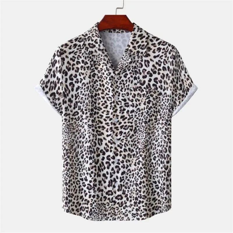 short sleeve leopard animal print shirt