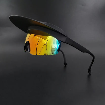 yellow gold Cycling Sunglasses with Visor Festival Outfit Fashion Concert Rave outfits