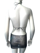 Diamond Fishnet Skirt Set with Chain Tassel