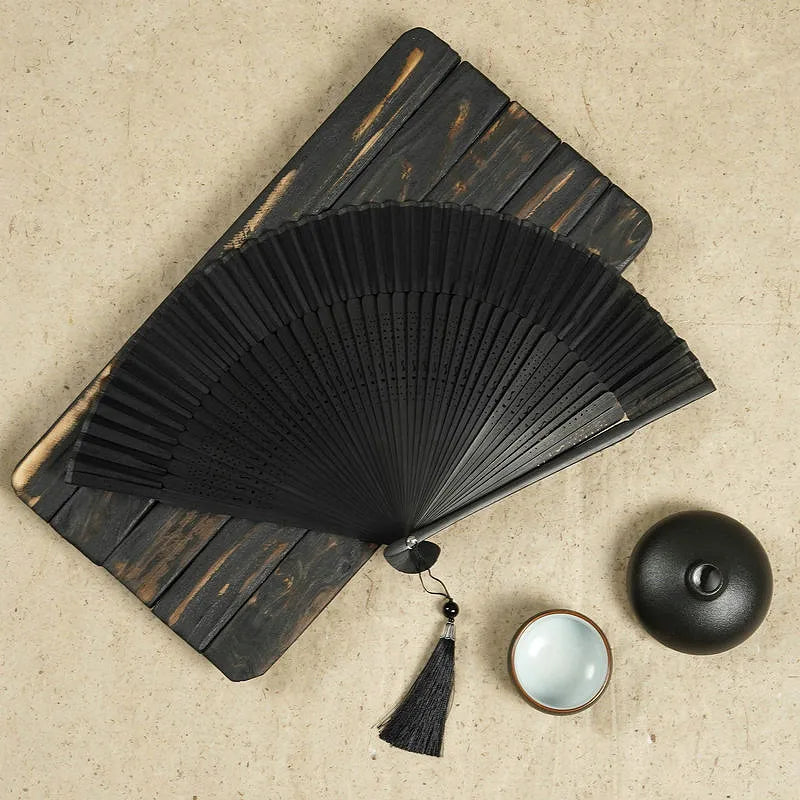 Black Folding Hand Fan festival accessories