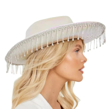 White Rhinestone Cowgirl Hat