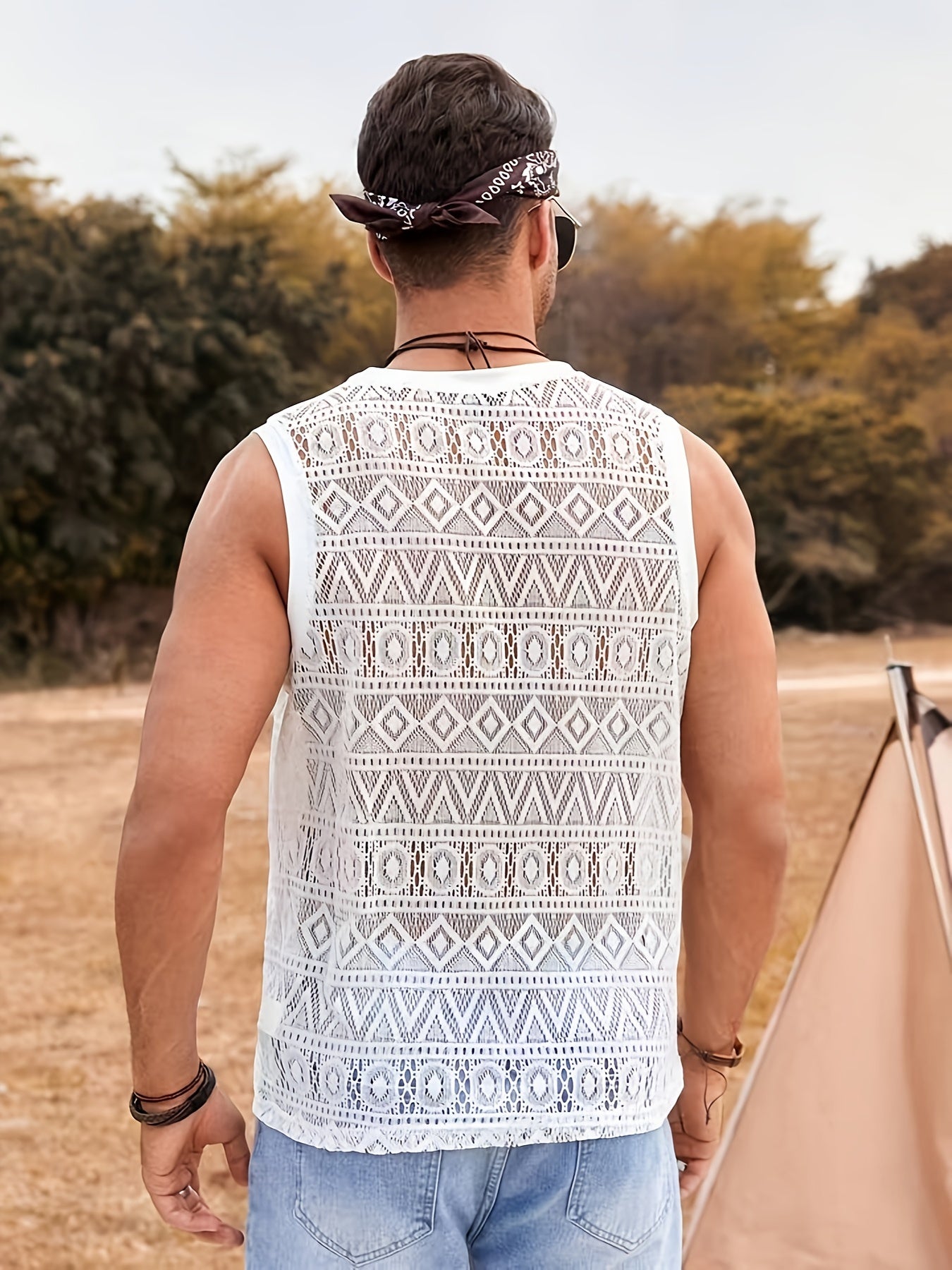 White Mesh Lace Knit Tank Top1