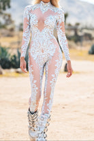 White Rhinestones Jumpsuit