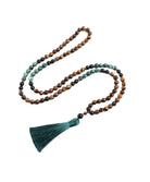  Yellow Tiger Eyes Turquesa Africana Black Onyx Japamala Set Meditation Yoga Spirit Jewelry 108 Mala Beaded Tassel Necklace