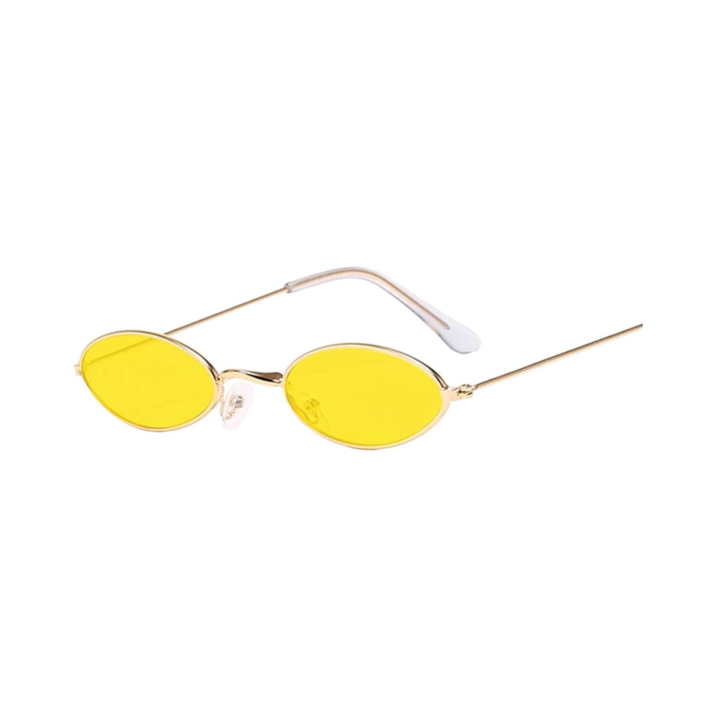 Yellow lens gold frame Retro Oval Sunglasses