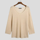 Beige Long Sleeve Thin Knitted Sweater