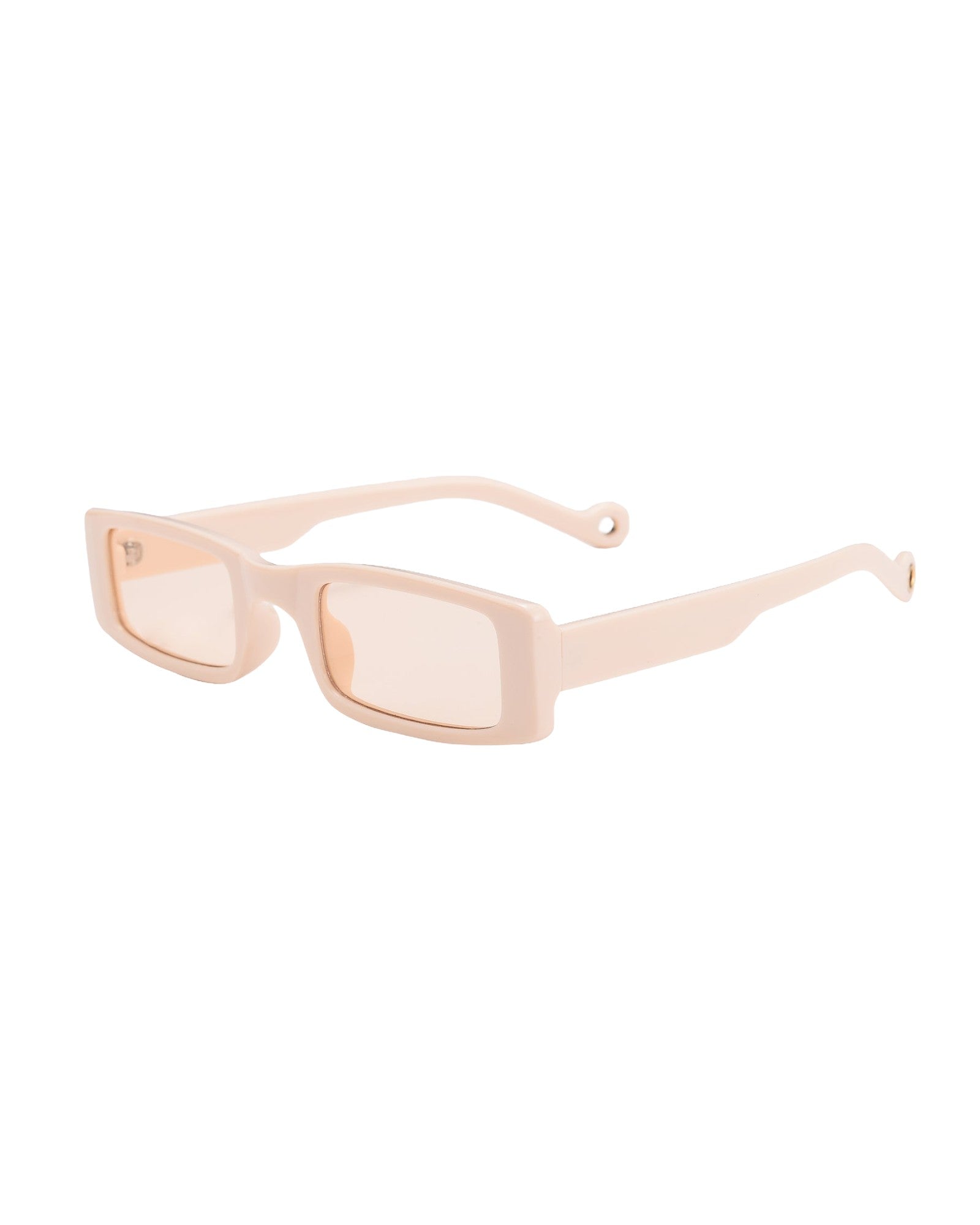 beige small Narrow Skinny Rectangle Sunglasses