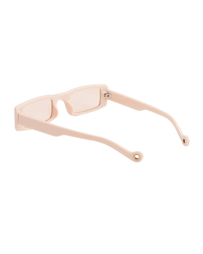 beige small Narrow Skinny Rectangle Sunglasses