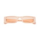 beige small Narrow Skinny Rectangle Sunglasses