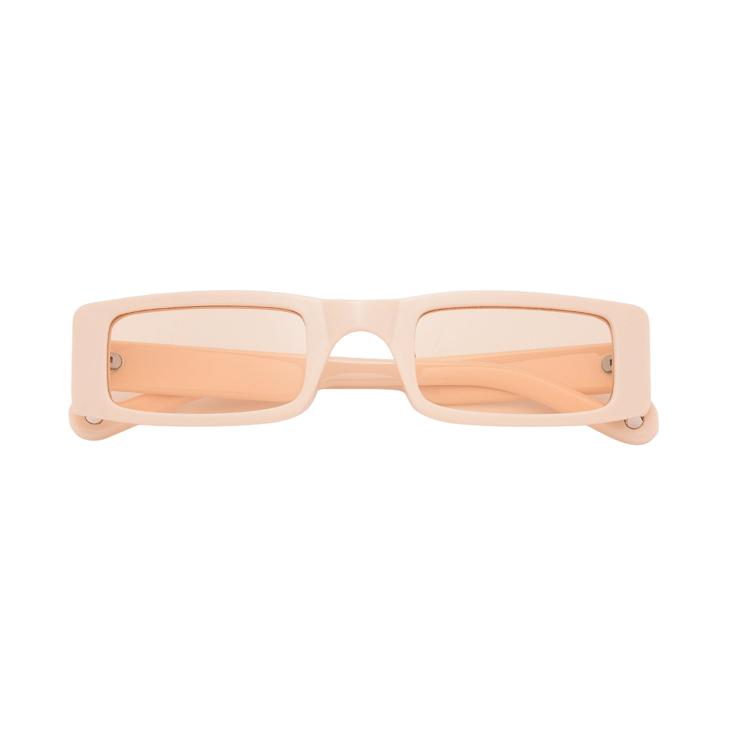 beige small Narrow Skinny Rectangle Sunglasses