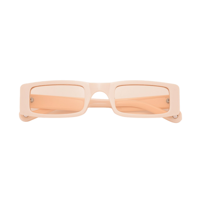 beige small Narrow Skinny Rectangle Sunglasses