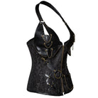 Costumes Faux Leather Top in edgy design with chains and zippers, ideal for bold festival outfits.
