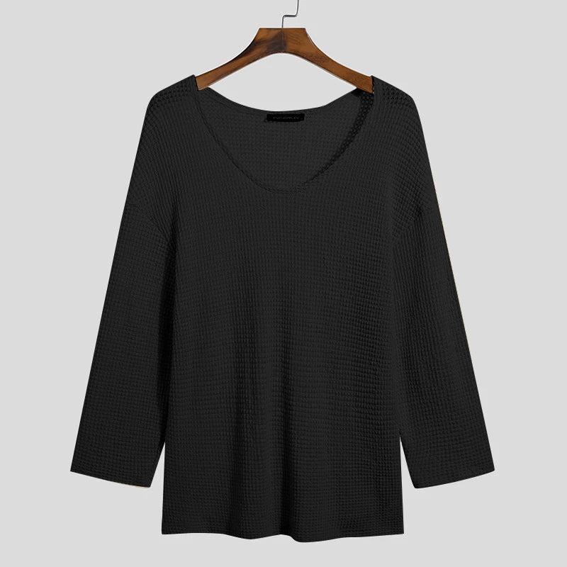 Black Long Sleeve Thin Knitted Sweater