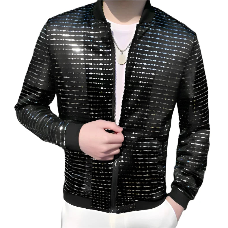 Black Sequin Slim Jacket