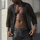 Black Sheer Loose Knit Cardigan with open design, perfect for festivals and rave parties.
