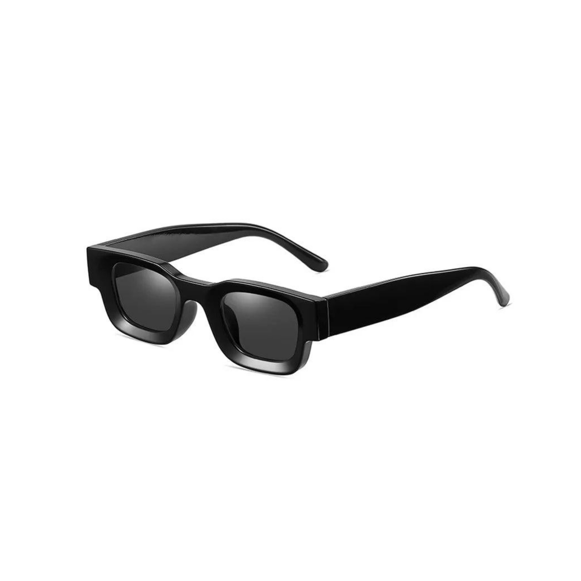 black Modern Thick Rectangular Sunglasses