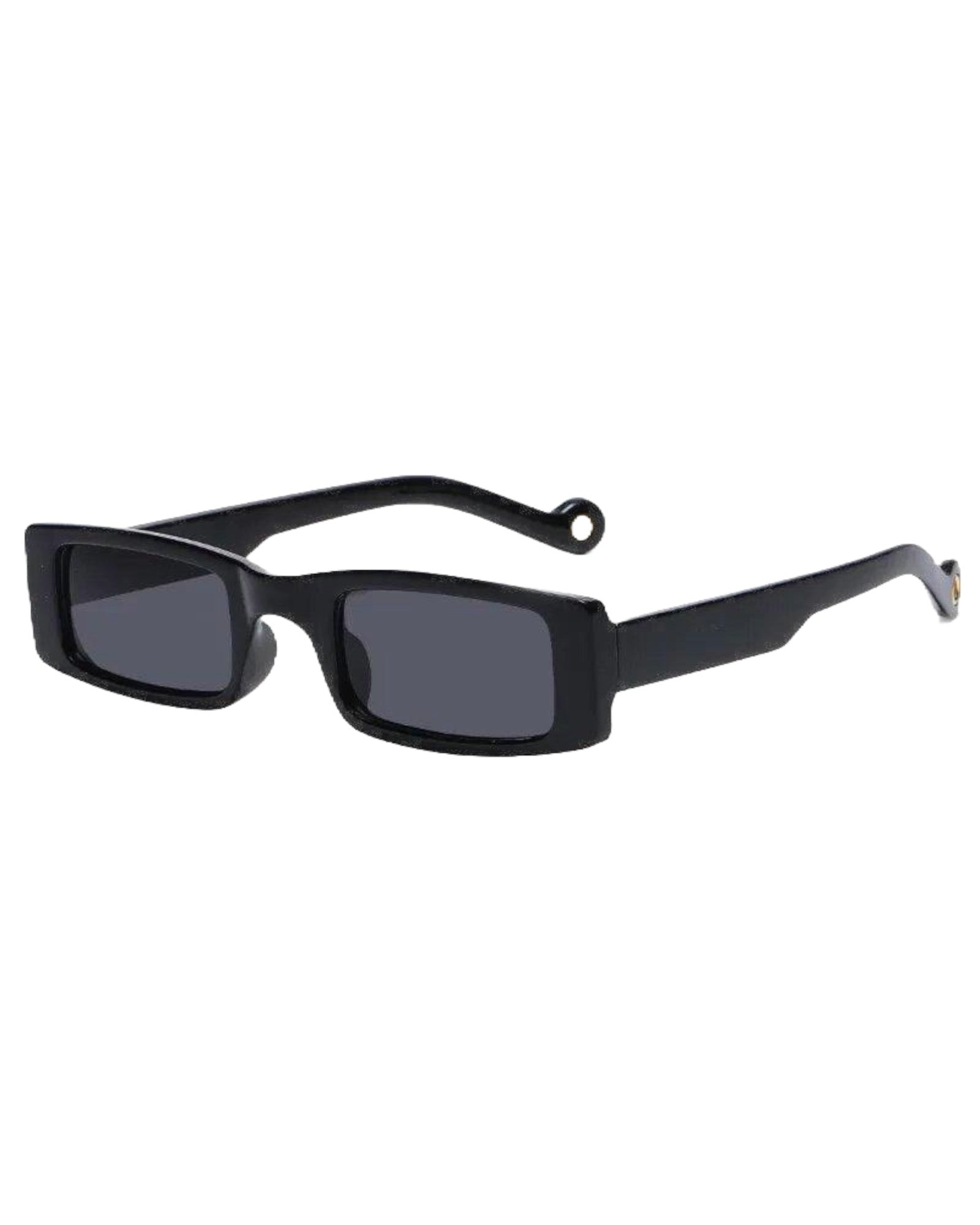 black Narrow Skinny Rectangle Sunglasses