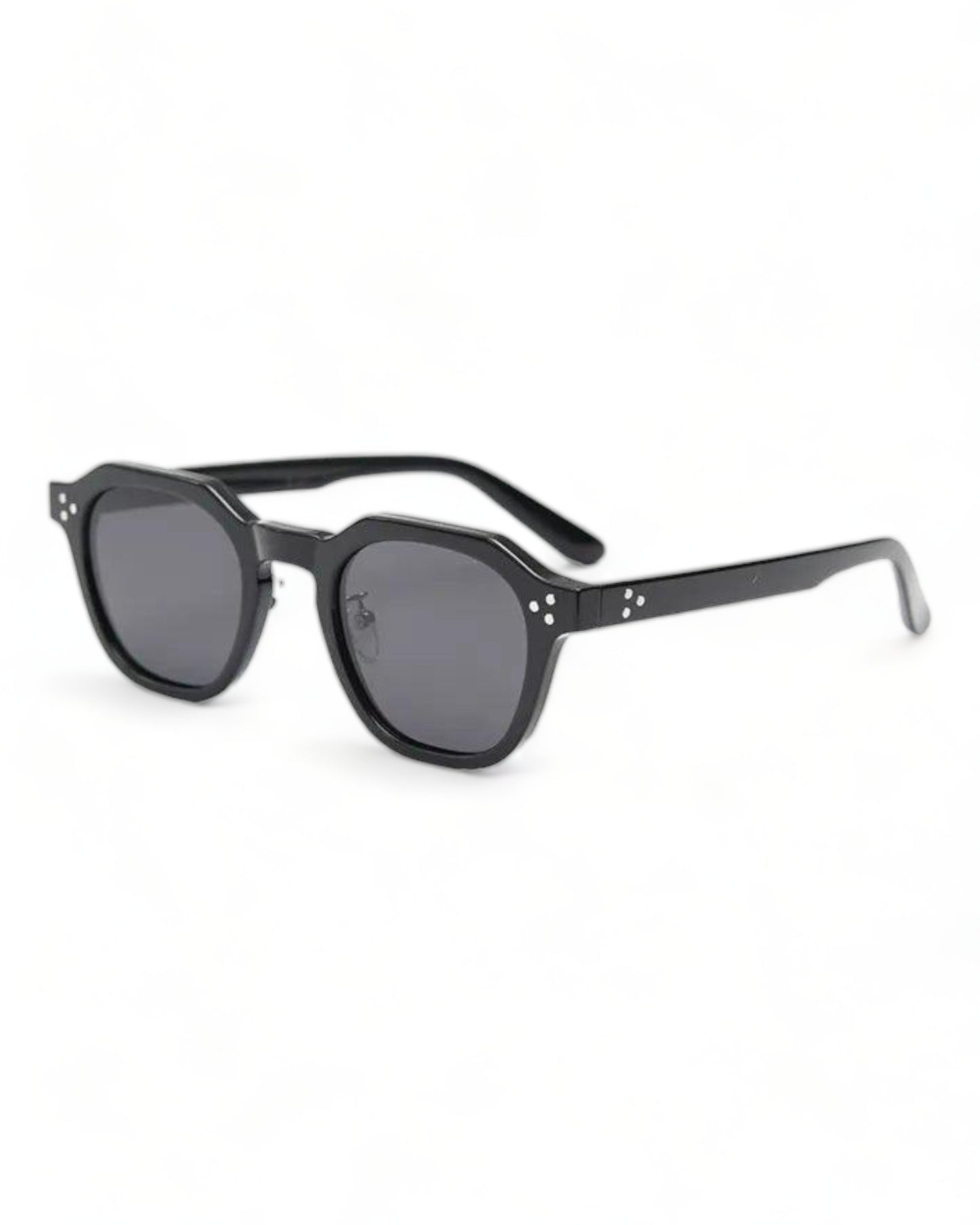 black Retro Korean Style Polarized Polygon Sunglasses