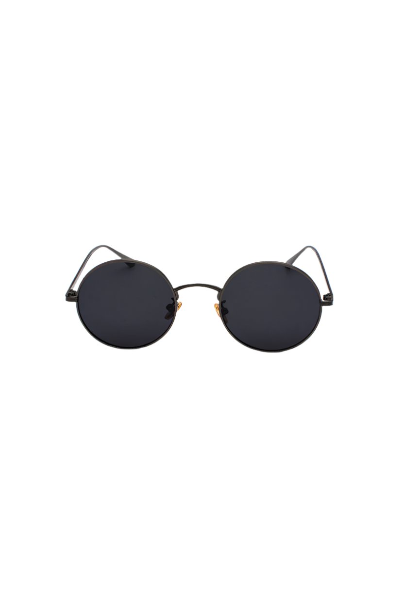 black lens black frame Metal Frame Round Sunglasses